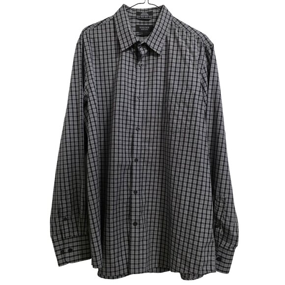 Nordstrom Other - Nordstrom Men's Shop Regular Fit Black & Gray Plaid Cotton Button-down Size XL